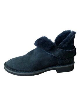 UGG McKay Black Suede Shearling-Lined Slip-On Ankle Boots Womens Size 7.5 NWOB